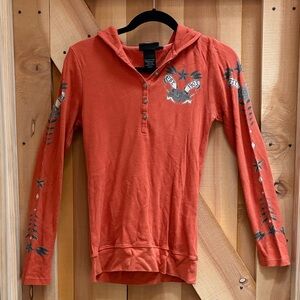 Harley Davidson Orange Long Sleeve Shirt hooded thermal
